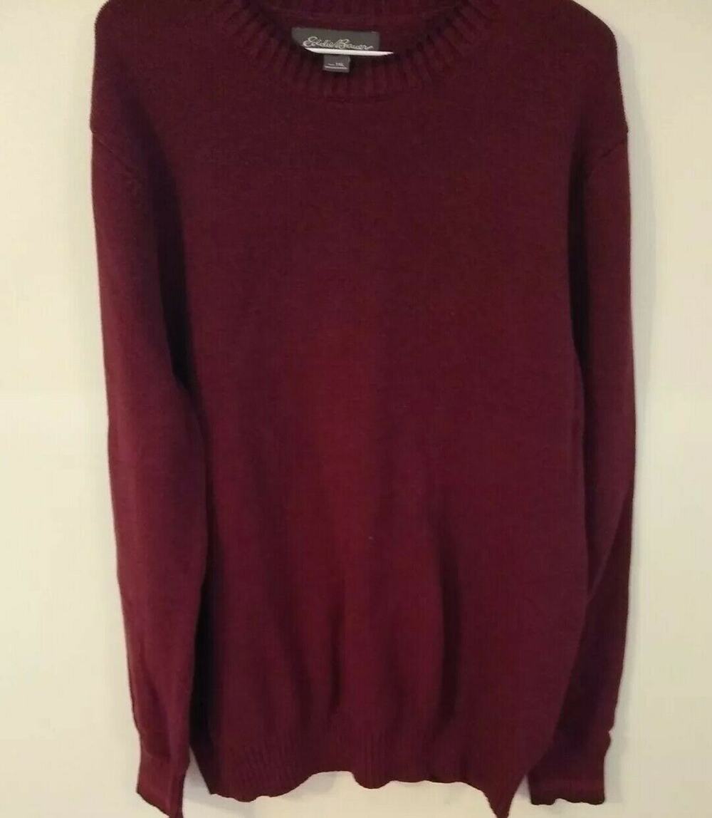 Men's Eddie Bauer Men's Large Burgundy sweater. Size Tall XLarge. Y2K